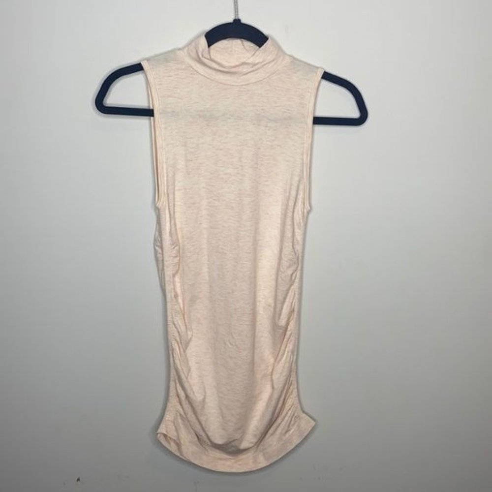Fabletics Light Pink Mock Neck Ruched Dress: Extra Small